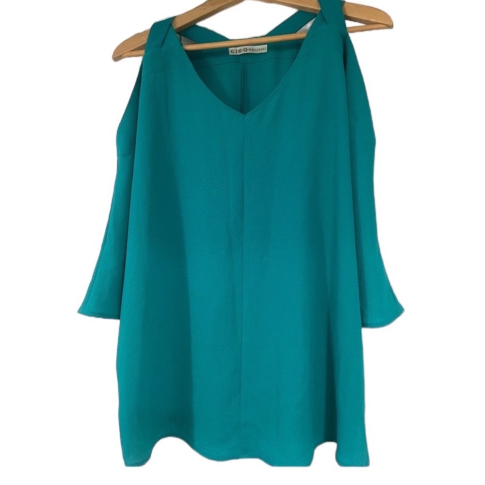 Cleo cold shoulder turquoise top